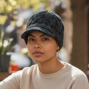 Adidas Knit Beanie Hat with Visor Charcoal Gray Climawarm Acrylic Fleece Lined